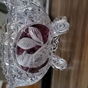 Byrdes Hofbauer Collection Led Crystal  3 Toed Bowl with Purple Accent